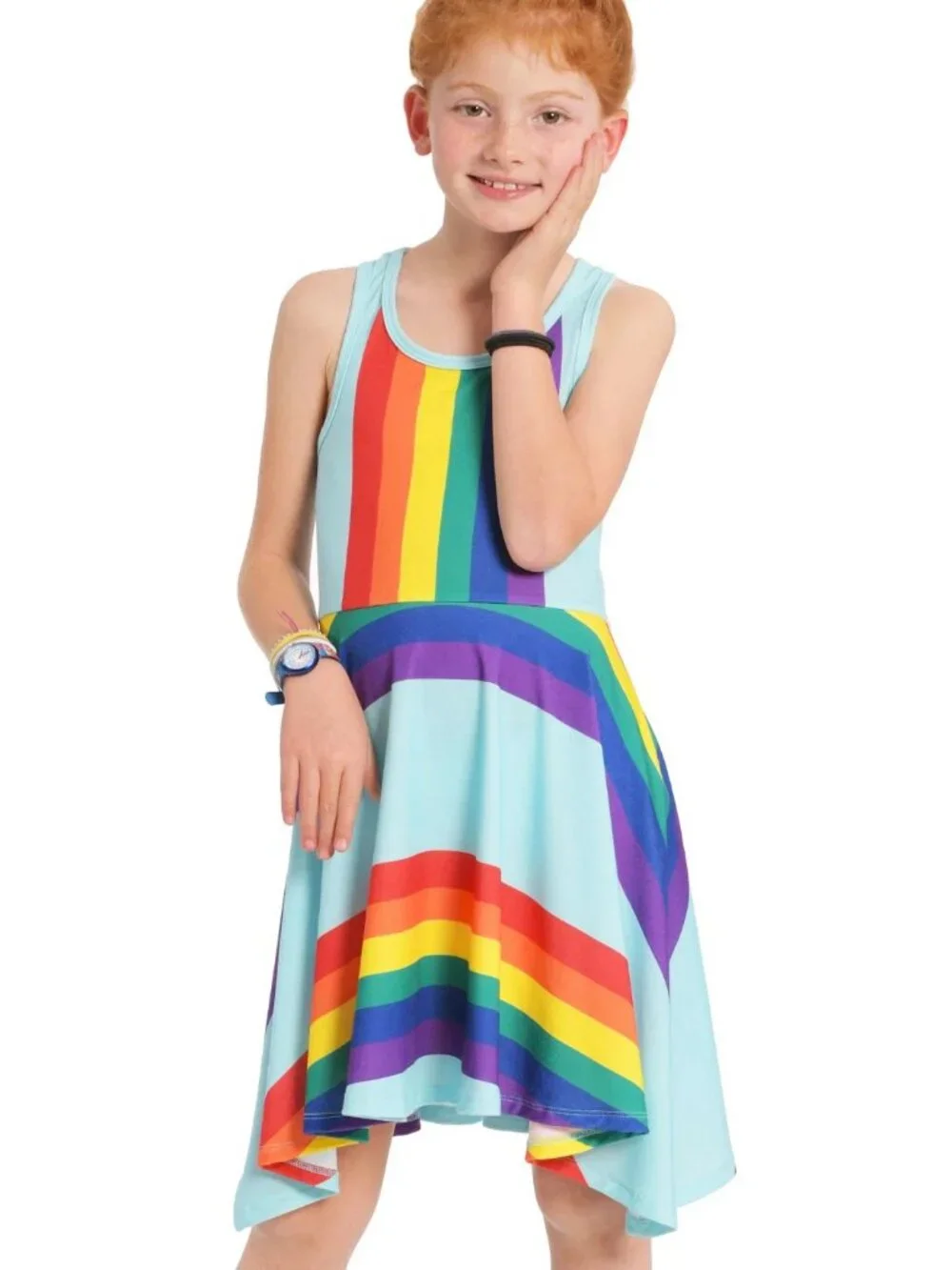 Truly Me by Hannah Banana Boutique Girls Rainbow Dress Size 10 NWT High Low  🌈✨